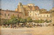 Edvard Petersen The square in Sulmona Spain oil painting artist